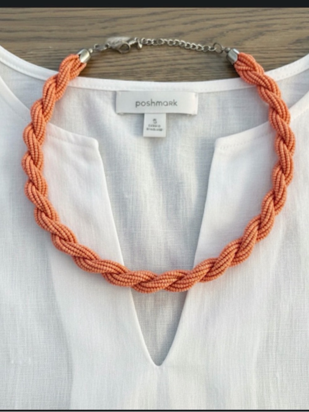 Boho Burnt Orange Twisted Seed Bead Chunky Necklace Multi-Strand Statement Piece